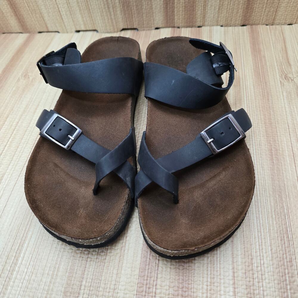 White Mountain Footbeds Black Leather Gracie Sandals Size 7M